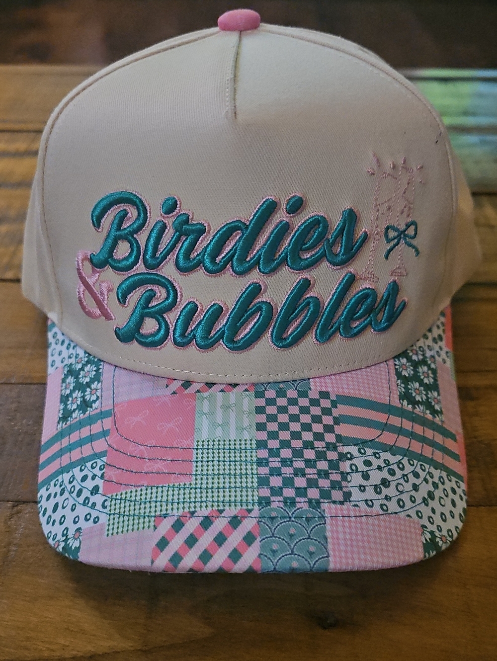 Birdies & Bubbles Pink and Teal Women's Baseball Cap